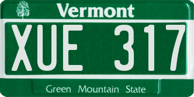 VT license plate XUE317