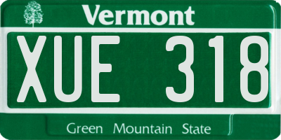 VT license plate XUE318