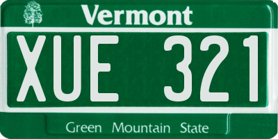 VT license plate XUE321