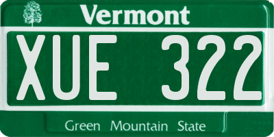 VT license plate XUE322