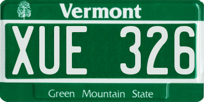 VT license plate XUE326