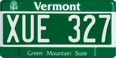 VT license plate XUE327