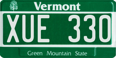 VT license plate XUE330