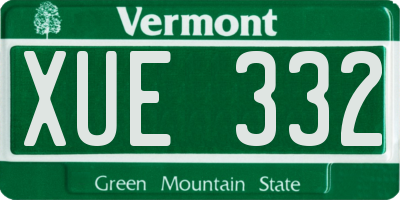 VT license plate XUE332