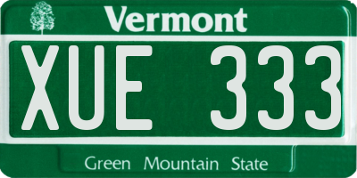 VT license plate XUE333