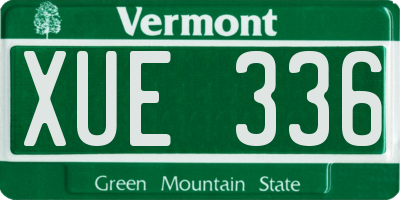 VT license plate XUE336