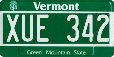 VT license plate XUE342