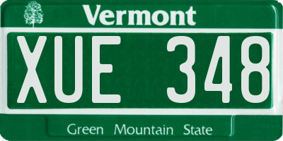 VT license plate XUE348