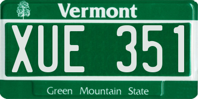 VT license plate XUE351