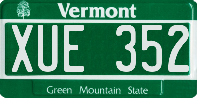 VT license plate XUE352