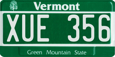 VT license plate XUE356