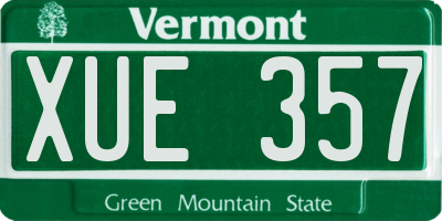 VT license plate XUE357
