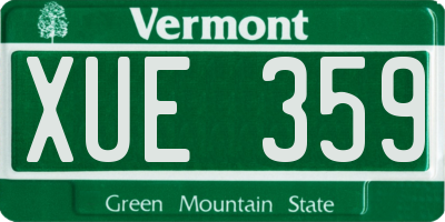 VT license plate XUE359
