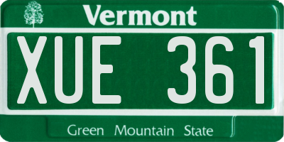 VT license plate XUE361
