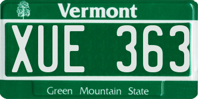 VT license plate XUE363