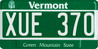VT license plate XUE370