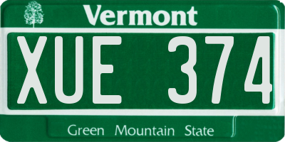 VT license plate XUE374
