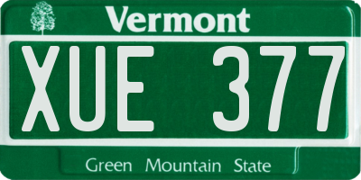 VT license plate XUE377
