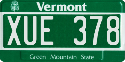 VT license plate XUE378