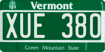 VT license plate XUE380