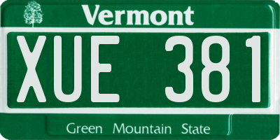 VT license plate XUE381
