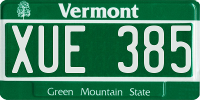 VT license plate XUE385