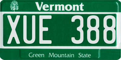 VT license plate XUE388