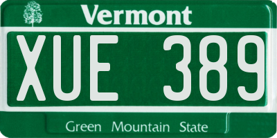 VT license plate XUE389
