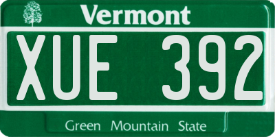 VT license plate XUE392