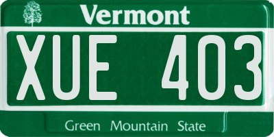 VT license plate XUE403