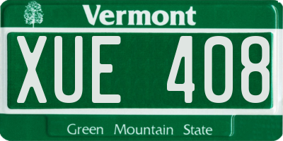 VT license plate XUE408