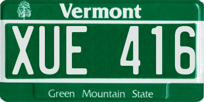 VT license plate XUE416