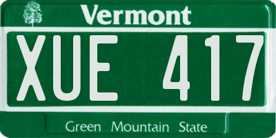 VT license plate XUE417