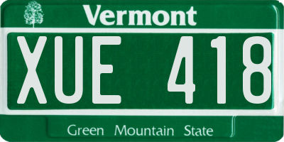 VT license plate XUE418