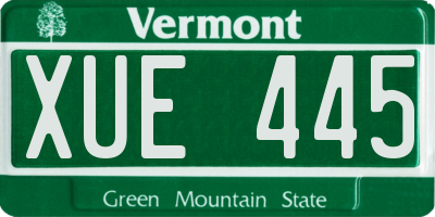 VT license plate XUE445