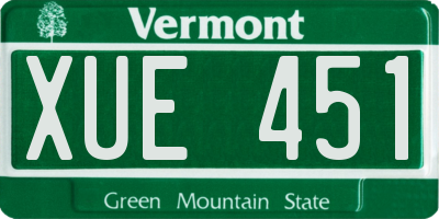 VT license plate XUE451