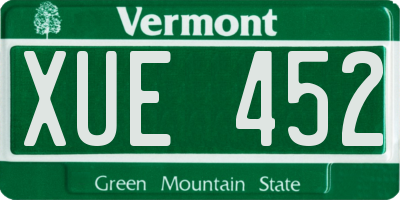 VT license plate XUE452