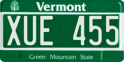 VT license plate XUE455