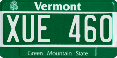 VT license plate XUE460