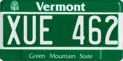 VT license plate XUE462