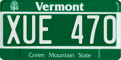 VT license plate XUE470