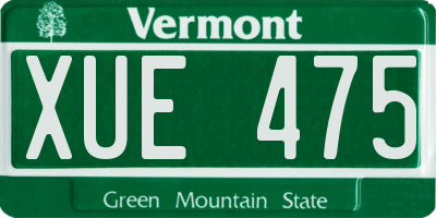 VT license plate XUE475