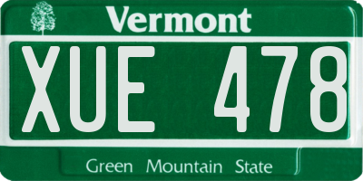VT license plate XUE478