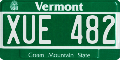 VT license plate XUE482