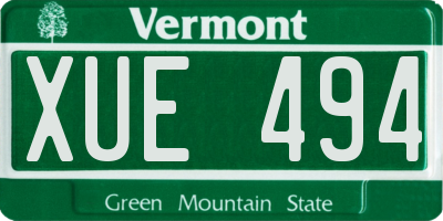 VT license plate XUE494