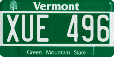 VT license plate XUE496