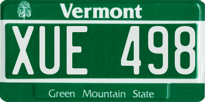 VT license plate XUE498