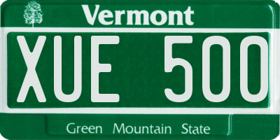VT license plate XUE500