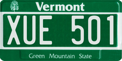 VT license plate XUE501