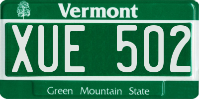 VT license plate XUE502
